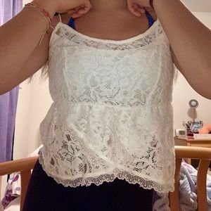 flowy white lace cami